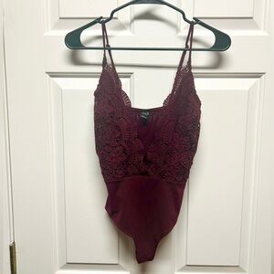 Burgundy Lace Bodysuit